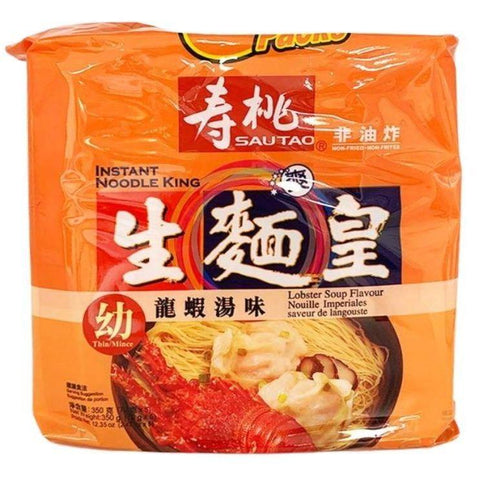 Sautao Instant Noodle King Lobster Soup Flavor | Instant Lobster Thin Ramen Noodles Soup 5 PACKS 12.35 Oz (350 g) - 寿桃生面皇龙虾汤味 - CoCo Island Mart