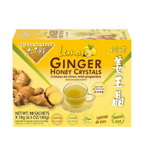 Prince of Peace Instant Lemon Ginger Honey Crystals (10 Sachets X 18 g) 6.3 Oz (180 g)