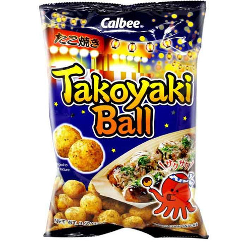 Calbee Takoyaki Balls BBQ Octopus Balls | Flavored Corn Snacks  3.17 Oz (90 g) - 卡乐比墨鱼球