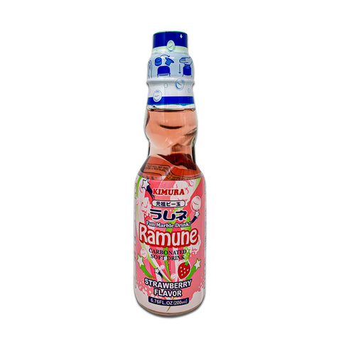 KIMURA Ramune Strawberry Flavored Soda, 200mL (6.76 fl oz)