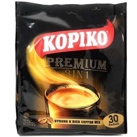 Kopiko Instant Premium 3 in 1 Coffee with Non Dairy Creamer and Sugar (30 Sachets X 0.7 Oz) 21 Oz (600 g)