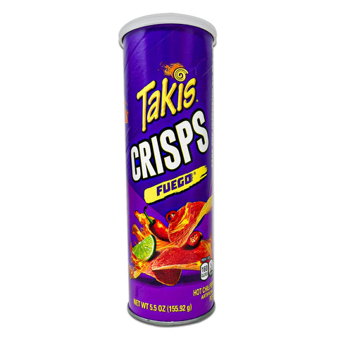 TAKIS Potato Crisps Fuego Hot Chili Pepper and Lime Artificially Flavored, 155.92g (5.5oz)