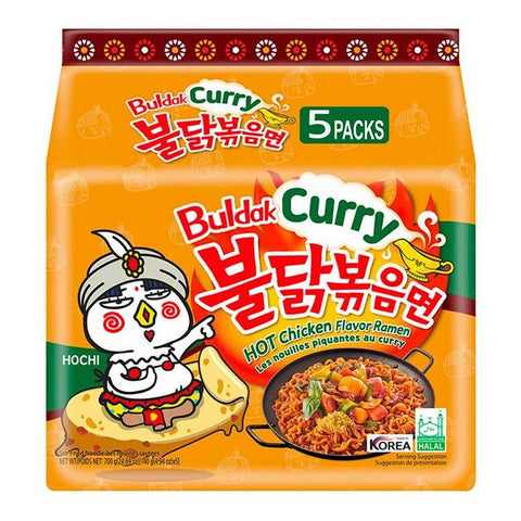 SAMYANG Buldak Curry Chicken Flavor Ramen (Stir Fried Instant Noodle) 24.70 Oz (700 g) - 5 PACKS