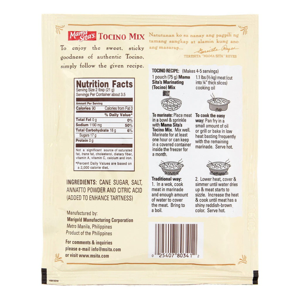 Mamasita's Marinating Pork Mix Tocino 2.6 Oz (75 g) – CoCo Fresh Mart