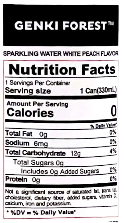 Genki Forest Sugar-Free Sparkling Water Peach Flavor 11.15 FL Oz (330 mL)
