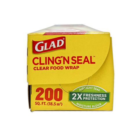 GLAD, Cling'n Seal Plastic Food Wrap, 200 Square Foot Roll - 1 pack, 200 sq ft (69YD x 11-5/8") 18.5m^2 (63m x 29.5 cm)