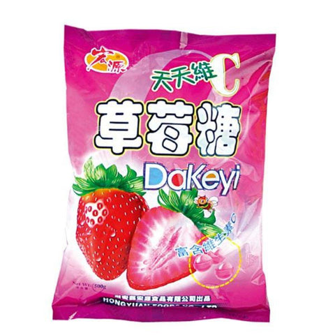 HONGYUAN Strawberry Hard Sweet Candy 12.3 Oz (350 g) -  宏源天天维C草莓糖 12.3 Oz - CoCo Island Mart