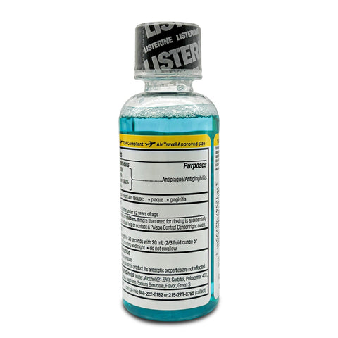 LISTERINE Cool Mint Antiseptic Mouthwash to Kill 99% of Germs That Cause Bad Breath, Plaque and Gingivitis, Cool Mint Flavor, 95mL (3.2Floz)