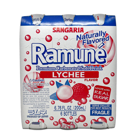 Sangaria RAMUNE Premium Soda, Lovely Lychee Flavor, 6 Bottles, 6.76 fl.oz (200ML)