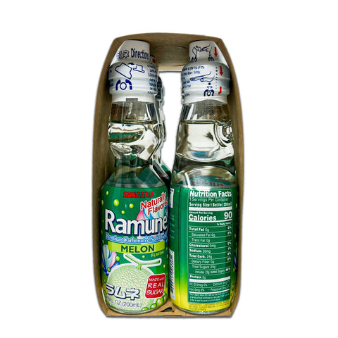 Sangaria RAMUNE Premium Soda, Mmm Melon Flavor, 6 Bottles, 6.76 fl.oz (200ML)