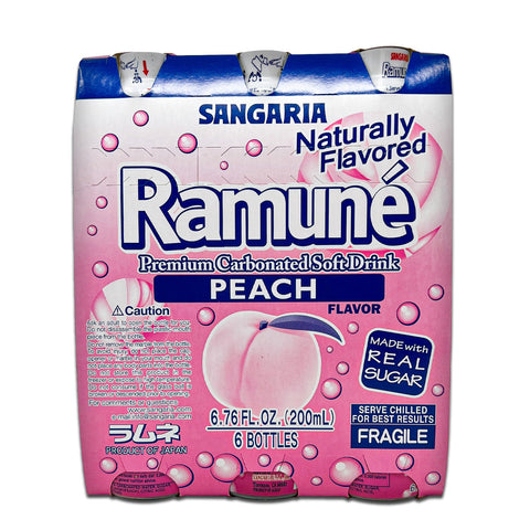 Sangaria RAMUNE Premium Soda, Perfectly Peach Flavor, 6 Bottles, 6.76 fl.oz (200ML)