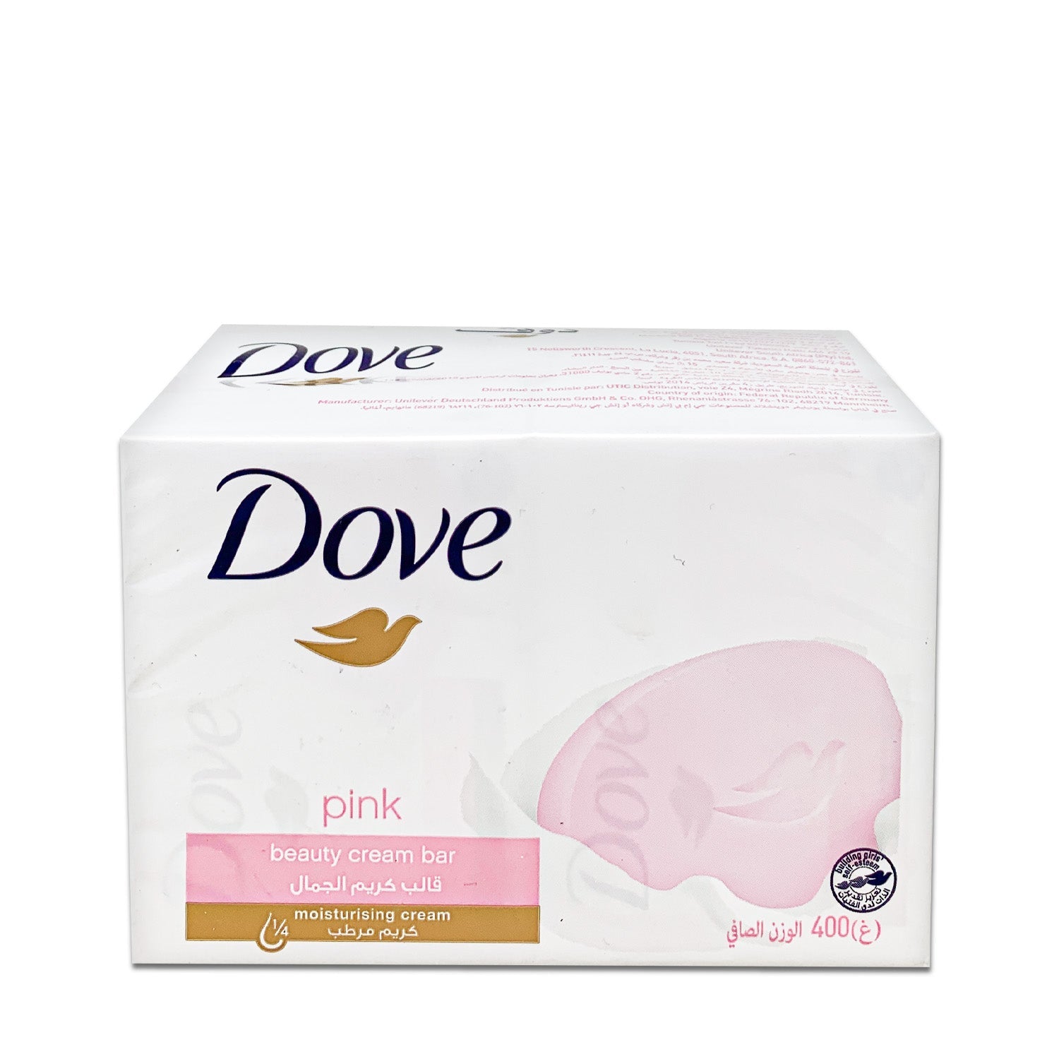 DOVE, Pink Beauty Cream Bar Soap plus 1/4 Moisturizing Cream, 400g (3.52oz)  4 counts