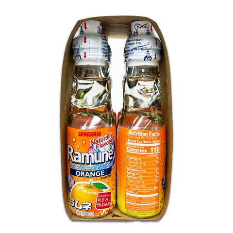 Sangaria RAMUNE Premium Soda, O-MAZING Orange Flavor, 6 Bottles, 6.76 fl.oz (200ML)
