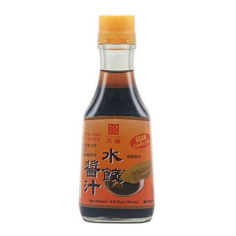 Six Fortune Garlic Flavor Dumpling and Dipping Sauce | Black Vinegar in Garlic 6.42 FL Oz (190 mL) - 六福水饺酱汁蒜味