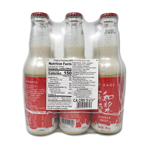 LOUHE YONGLI FOOD, Original Soybean Milk, 50.3 fl.oz (3pt 2.3fl.oz) 1.488L 6-8.38 Fl.oz (248mL) 6 bottles