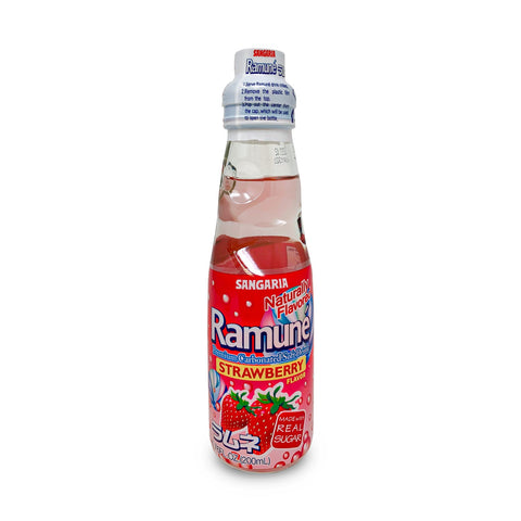 Sangaria Ramune Soda, Sweet Strawberry Flavor, 6.76 Fl Oz (200mL)