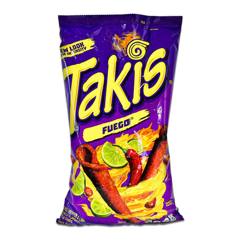 TAKIS Fuego Rolled Tortilla Chips, Hot Chili Pepper and Lime Artificially Flavored, 280.7g (9.9oz)