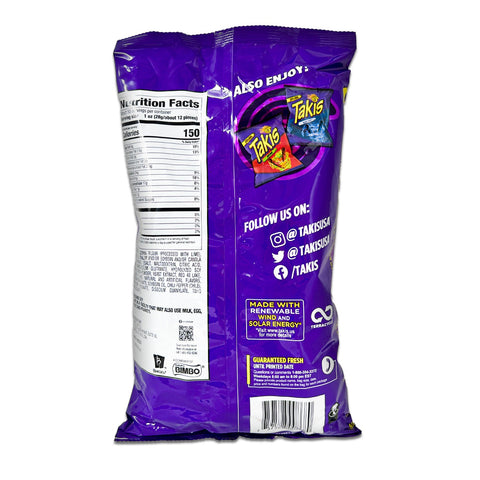 TAKIS Fuego Rolled Tortilla Chips, Hot Chili Pepper and Lime Artificially Flavored, 280.7g (9.9oz)