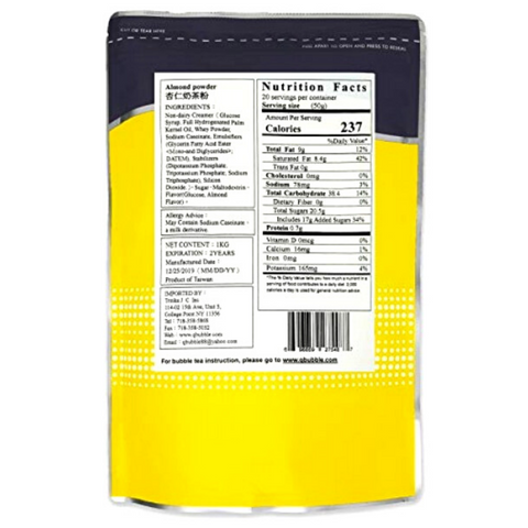 Qbubble 3 in 1 Almond Milk Tea Mix Powder 2.2 LB (1 Kg)