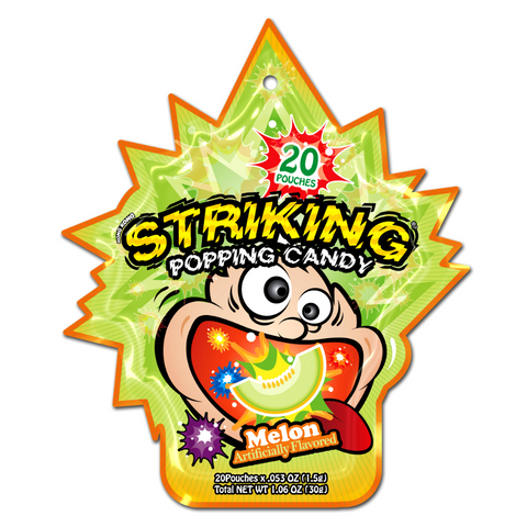 Hong Kong Striking Popping Candy Melon Flavor 20 Pouches 1.06 Oz (30 g)