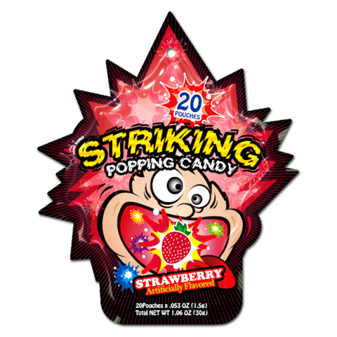 Hong Kong Striking Popping Candy Strawberry Flavor 20 Pouches 1.06 Oz (30 g)